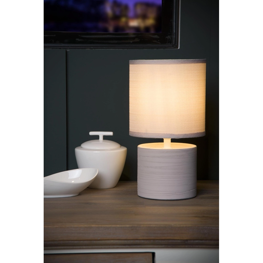 Tafellampje Greasby zand bruin Ø 14cm Lucide 5411212470119
