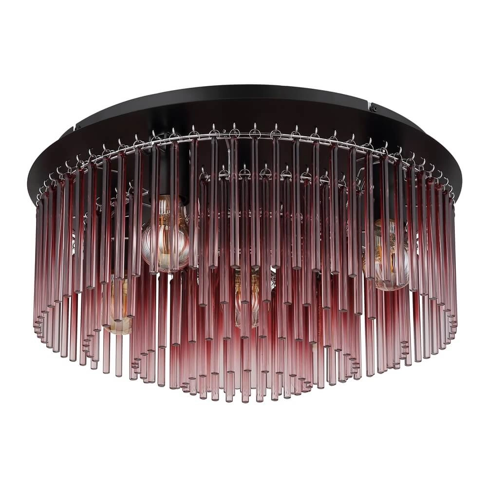 Zwarte plafondlamp Gorley met rood glas Ø 50cm Globo 9007371462971