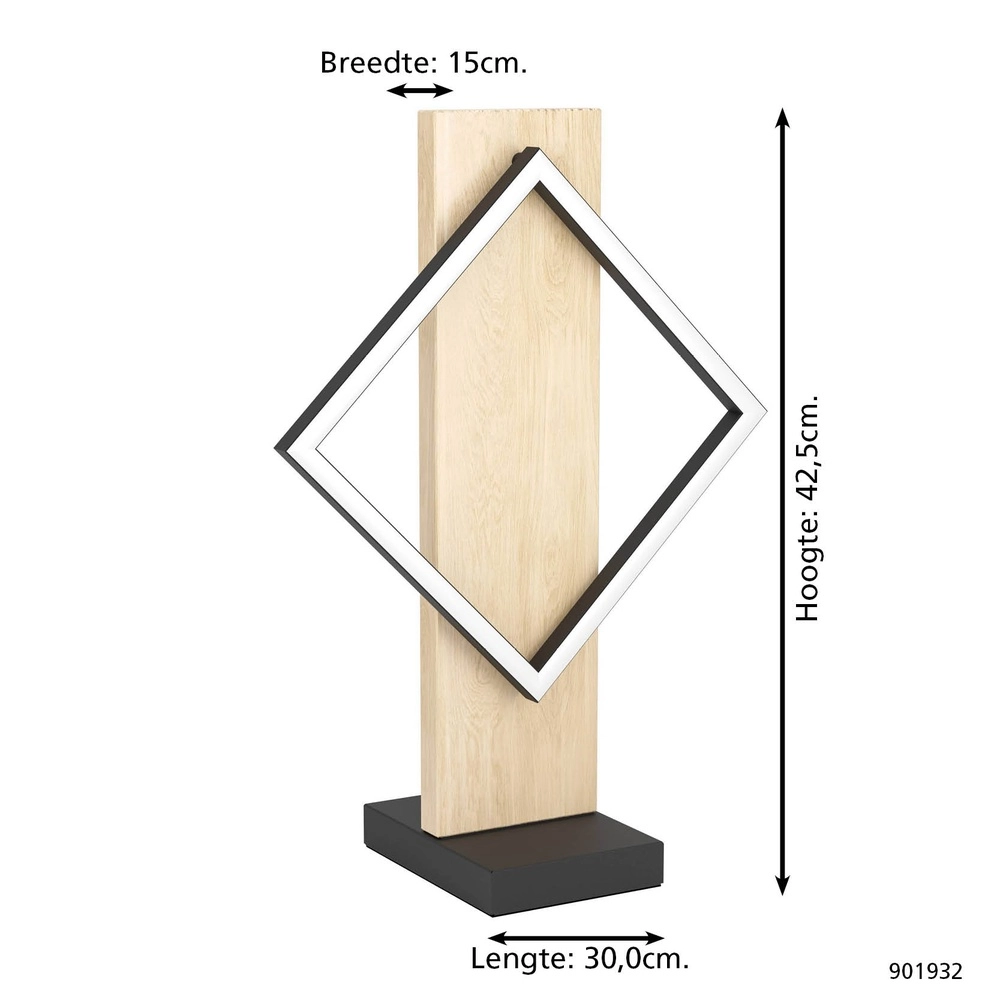 Design tafellamp Boyal zwart met hout Eglo 9008606351923