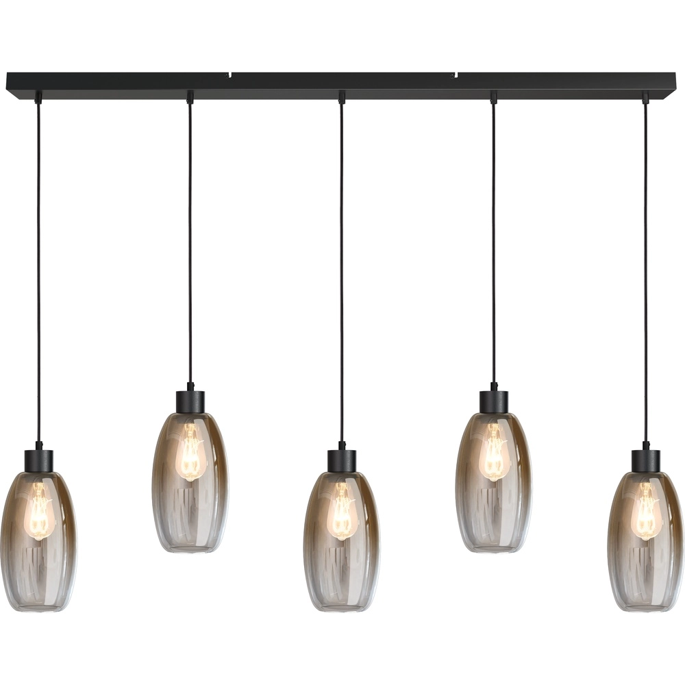 Glazen hanglamp Olive 5x Ø 15cm - zwart