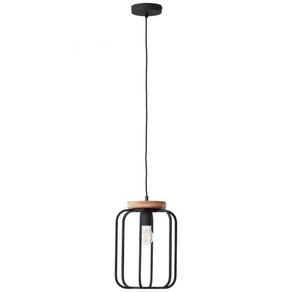 Hanglamp Tosh zwart met houtbruin Brilliant 4004353395338