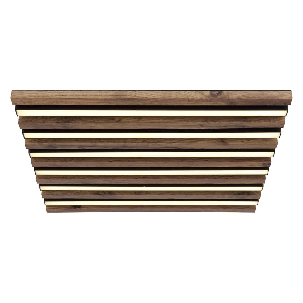 Plafondlamp Hayden zwart met hout vierkant 45cm Globo 9007371510641
