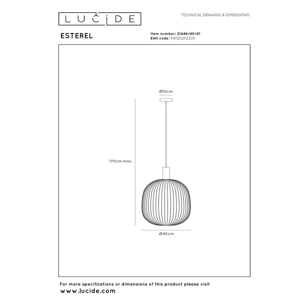 Hanglamp Ø 40cm Esterel zand bruin mini GU10 Lucide 5411212212320