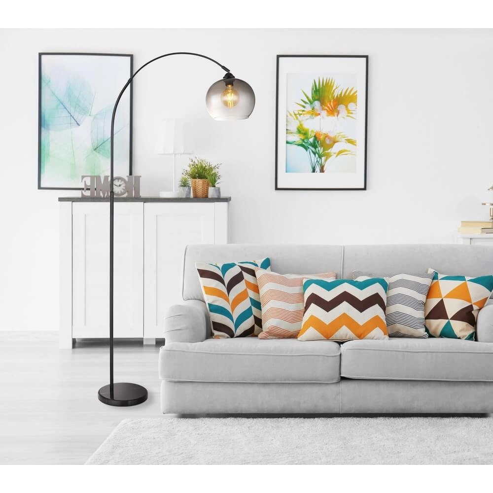 Zwarte booglamp Newcastle bol smoke glas Globo 9007371454228