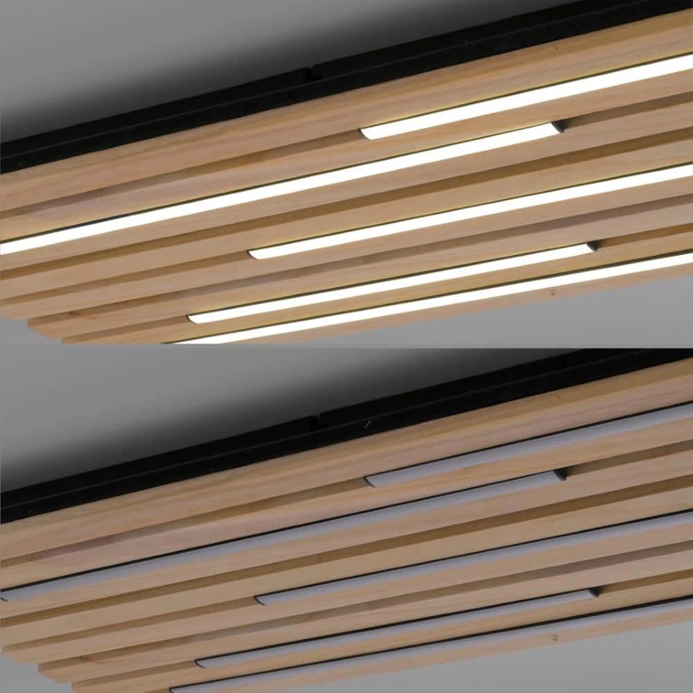 Rechthoekige plafondlamp Q-Akustik hout Paul Neuhaus 4012248385371