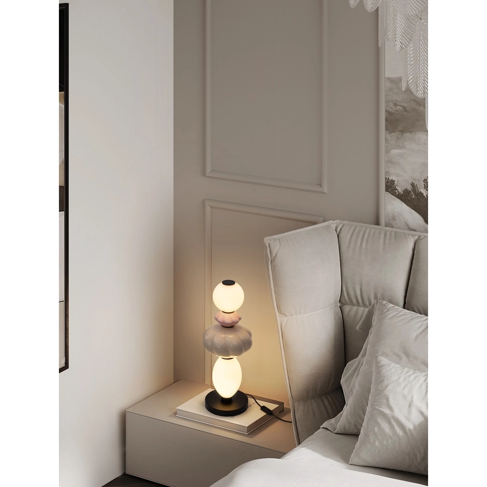 Tafellamp Oneta wit - roze - beige Lyora 5212017473950