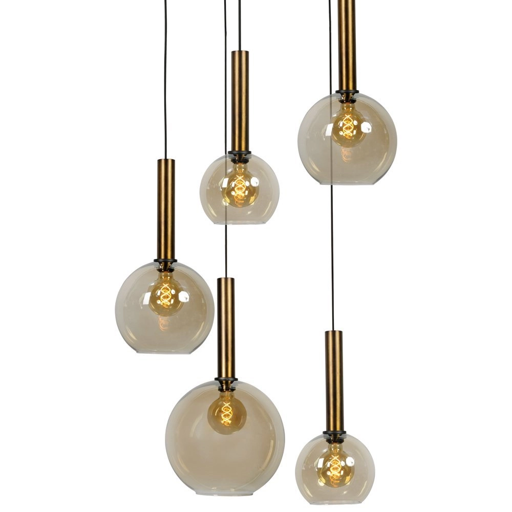 Zwarte hanglamp Bella 5-lichts met goud Masterlight 8718121253527