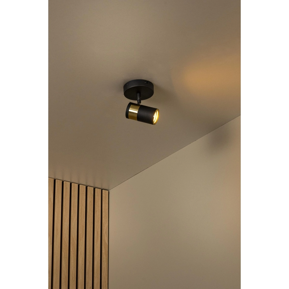 Plafondlamp Gorik enkel zwart met goud Lucide 5411212530974