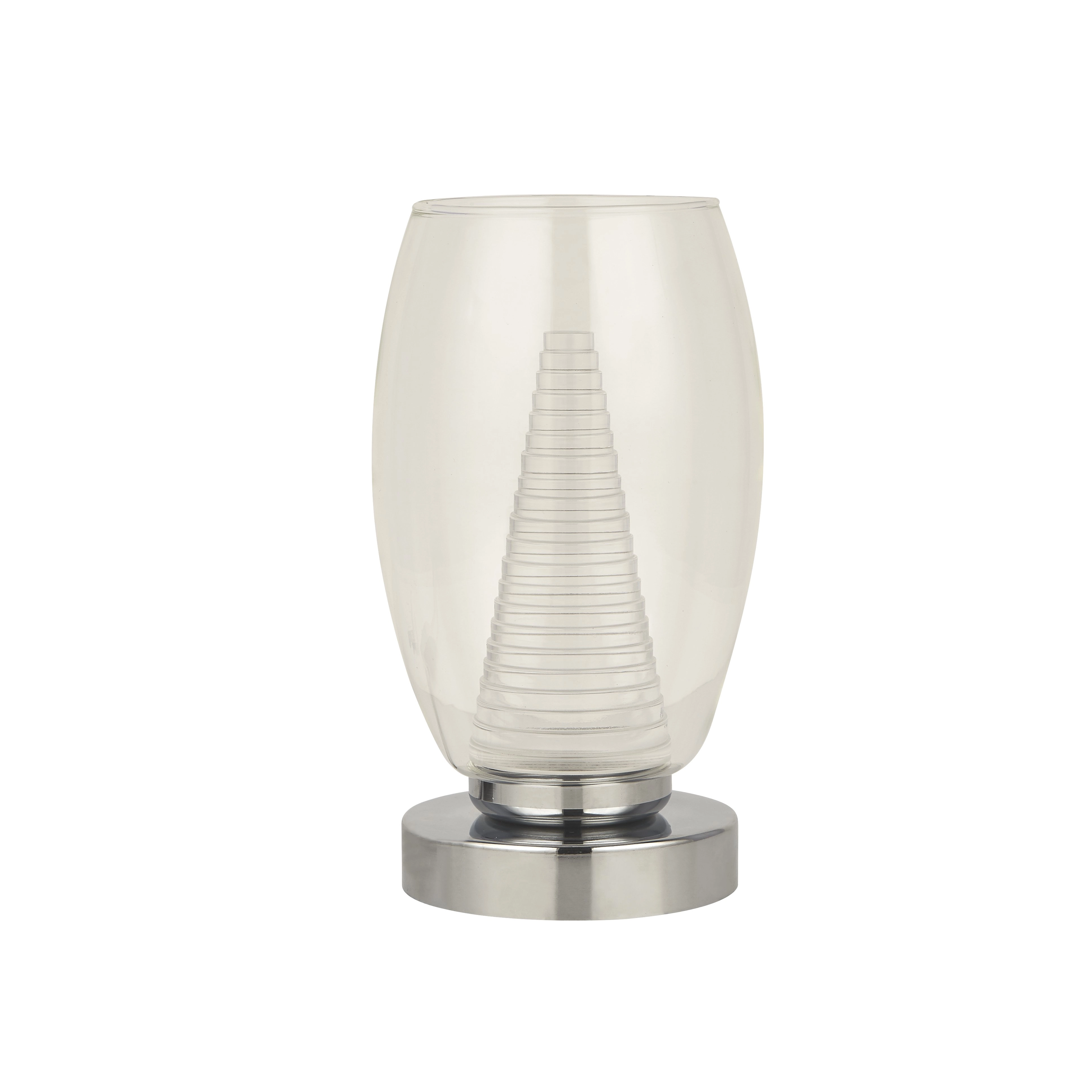 Modern tafellampje Cyclone chroom met helder glas