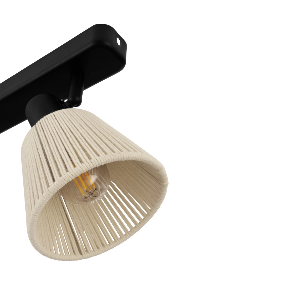 Plafondlamp Seagard zwart met rotan 3-lichts Eglo 9008606359844