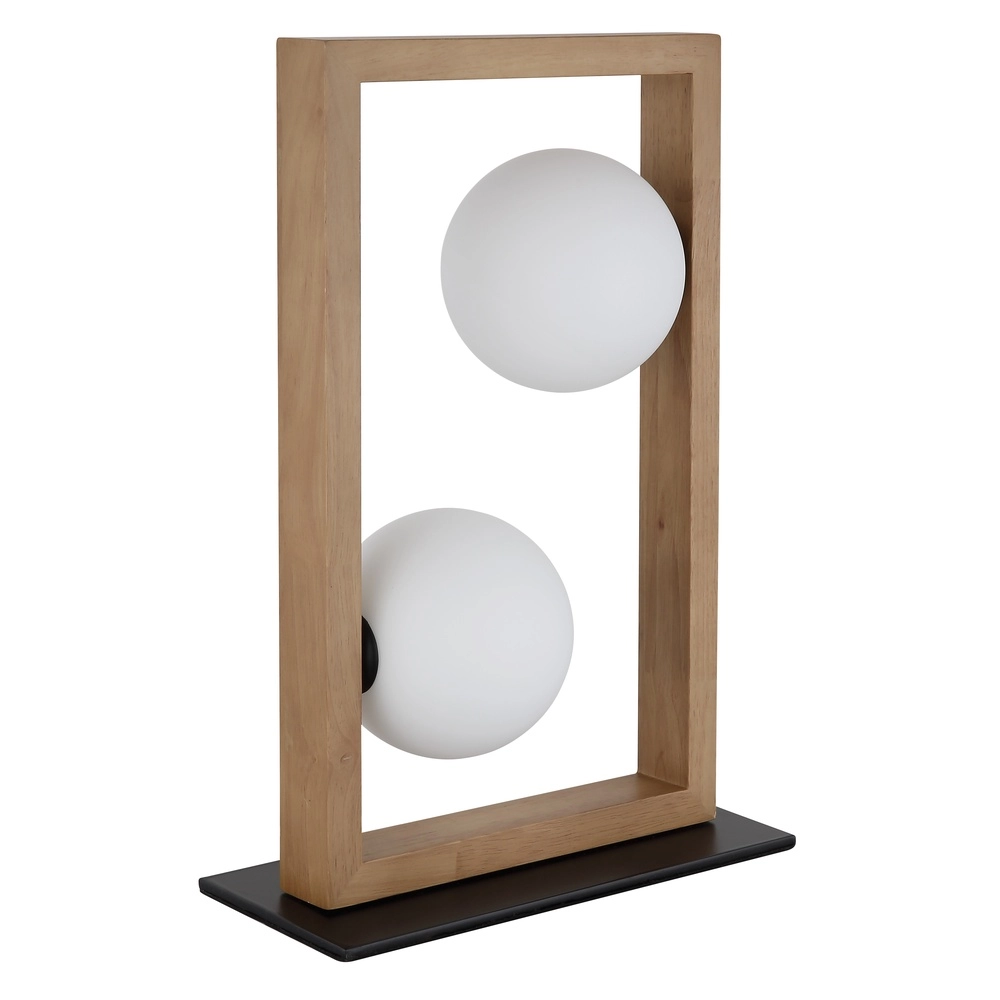 Moderne tafellamp Nanda zwart met hout Globo 9007371510948