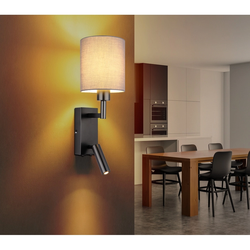 Bedlampje Zamora zwart met kapje Globo 9007371572892