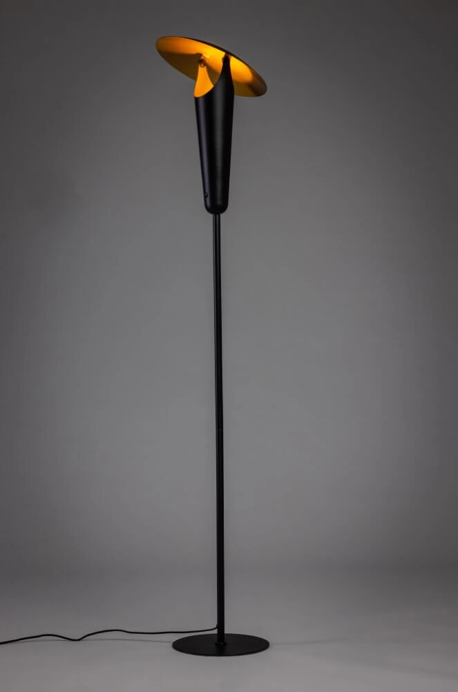 Moderne vloerlamp The Britt zwart met goud ETH 8720195304449