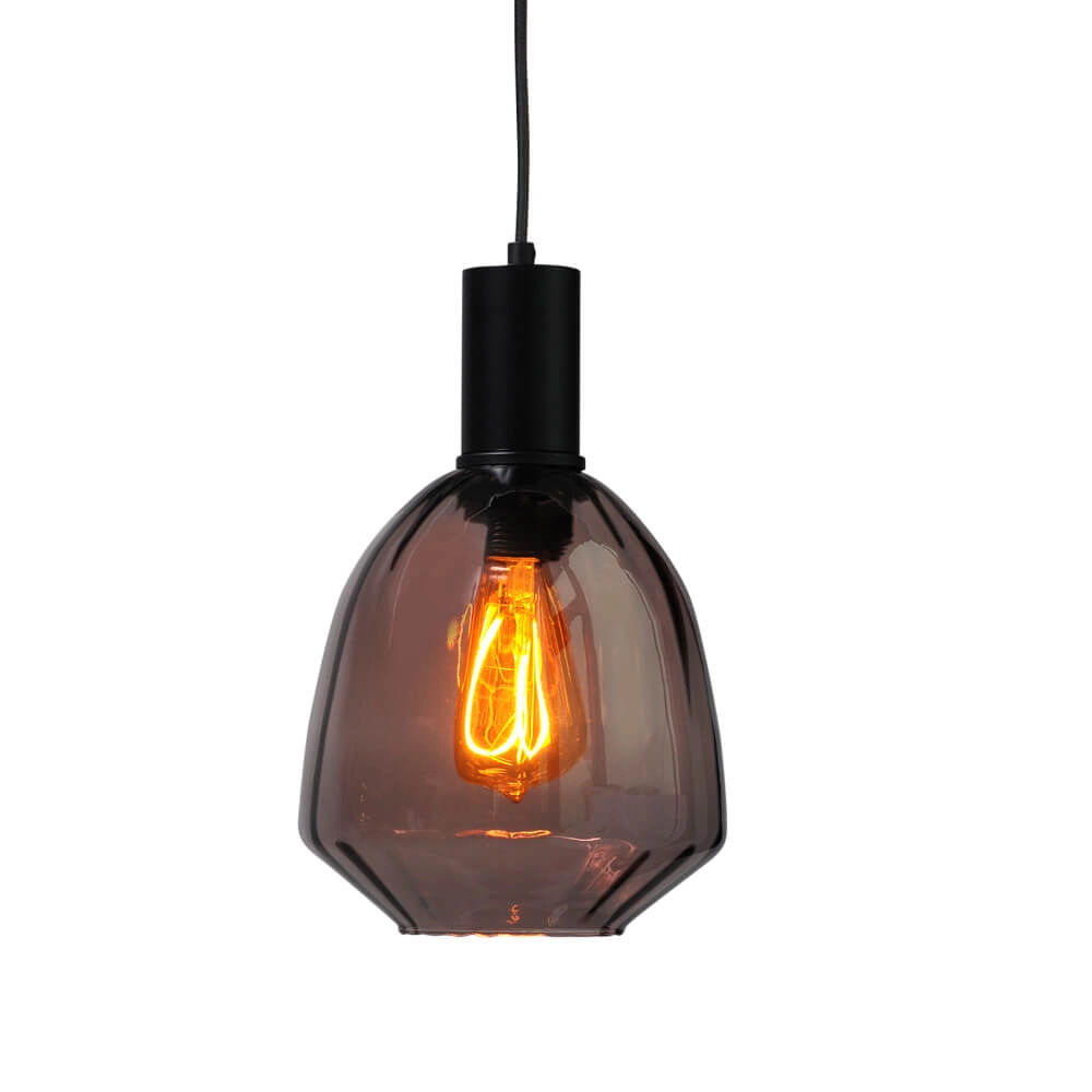 3-lichts hanglamp - zwart - Porto met Nicolette glazen Masterlight 8718121270098