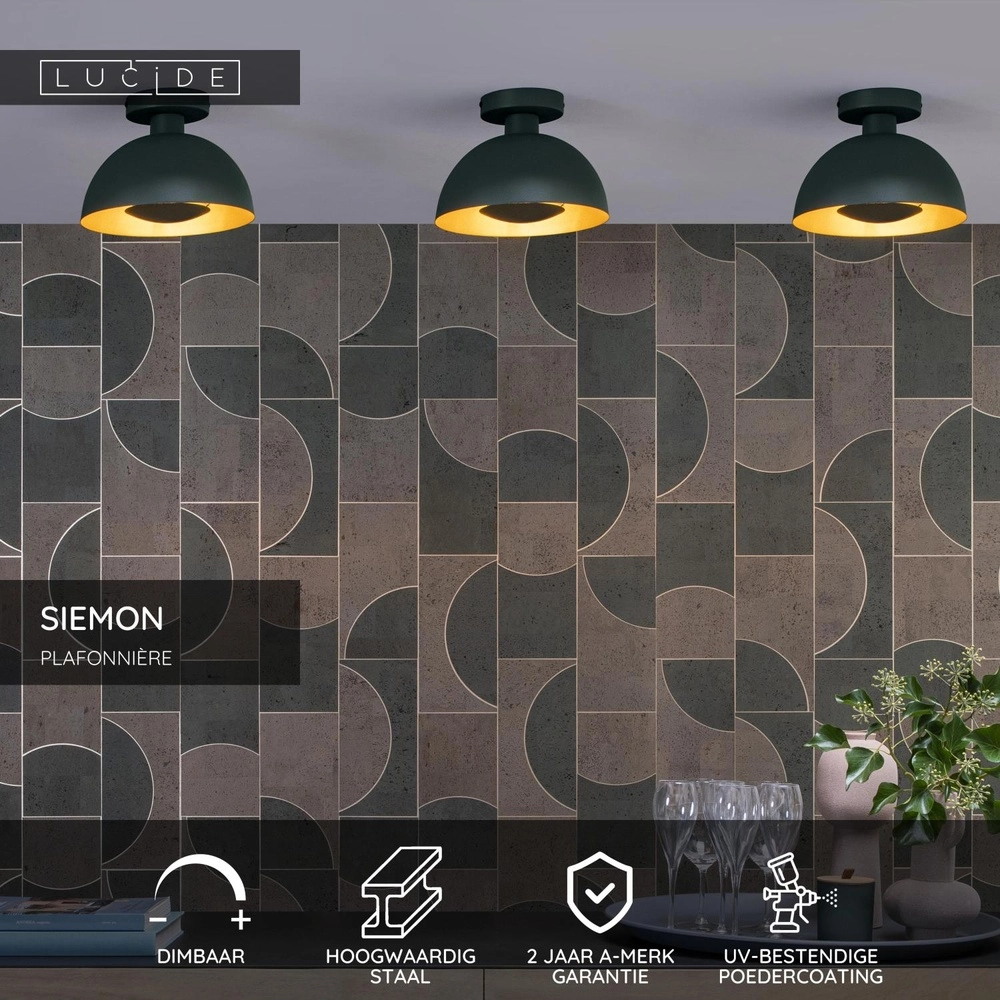 Design plafondlamp Siemon groen Lucide 5411212451712