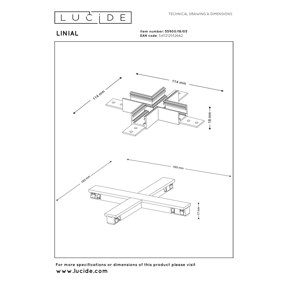 X-connector 1-fase Linial champagne Premium by Lucide 5411212552662
