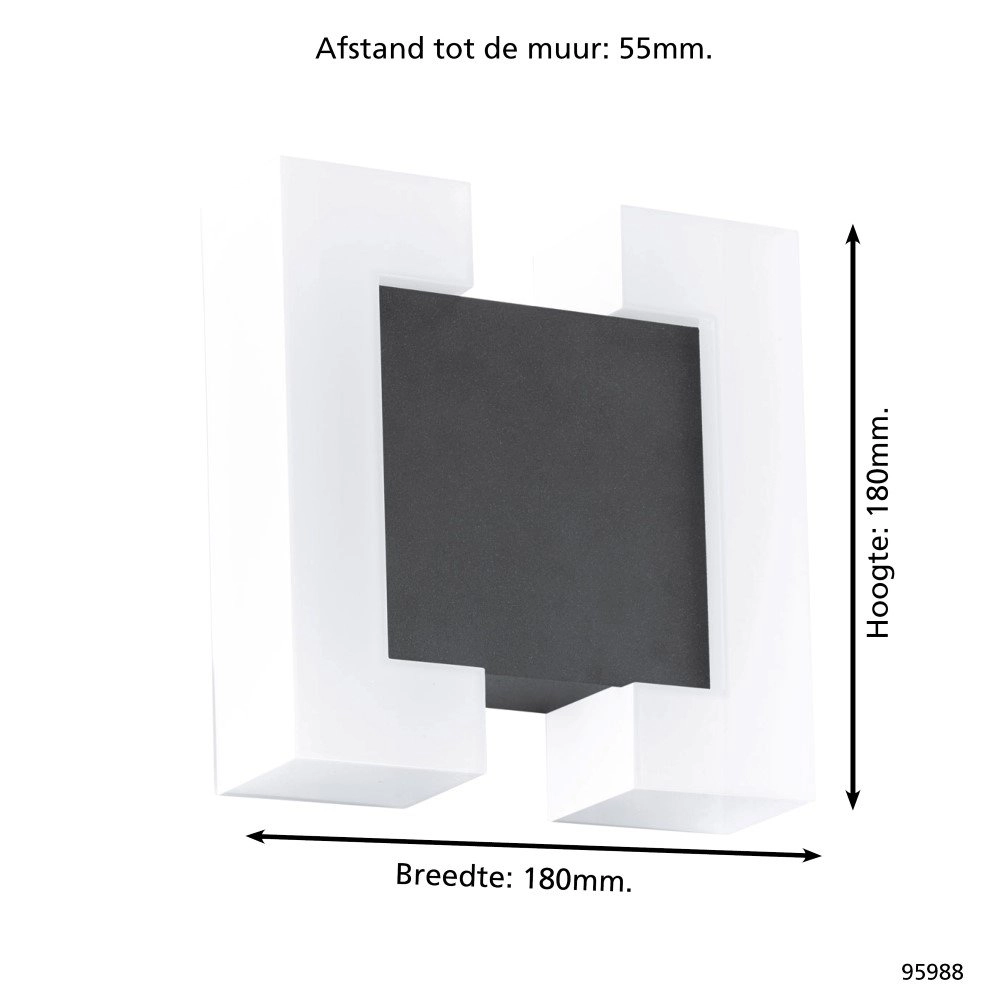 Led buitenlamp Sitia 18cm zwart met wit Eglo 9002759959883