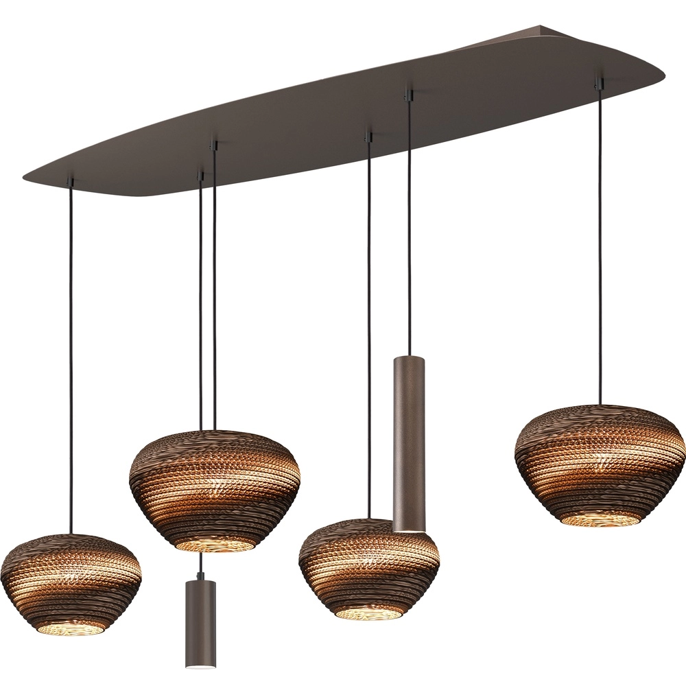 Danish oval hanglamp Cartone cacao met Think Paper kappen