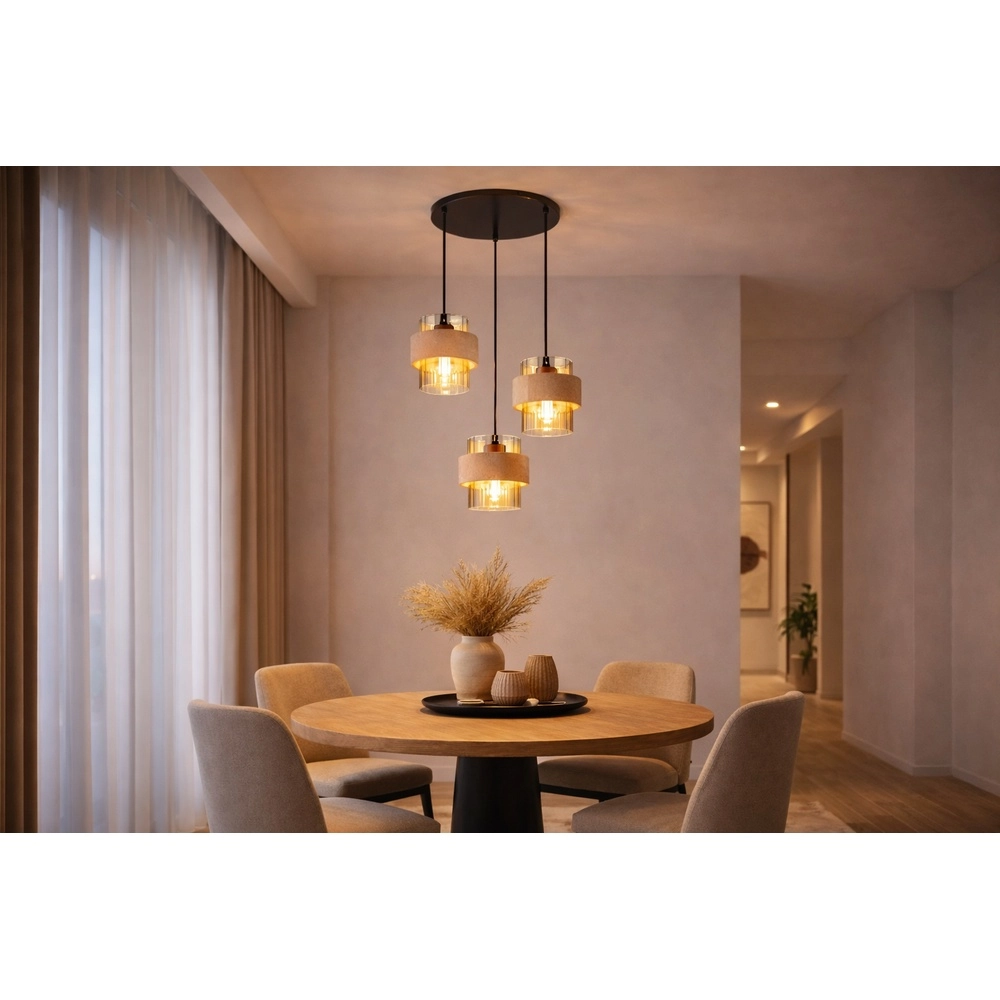 3-lichts hanglamp Daren zwart met marmer Globo 9007371589654