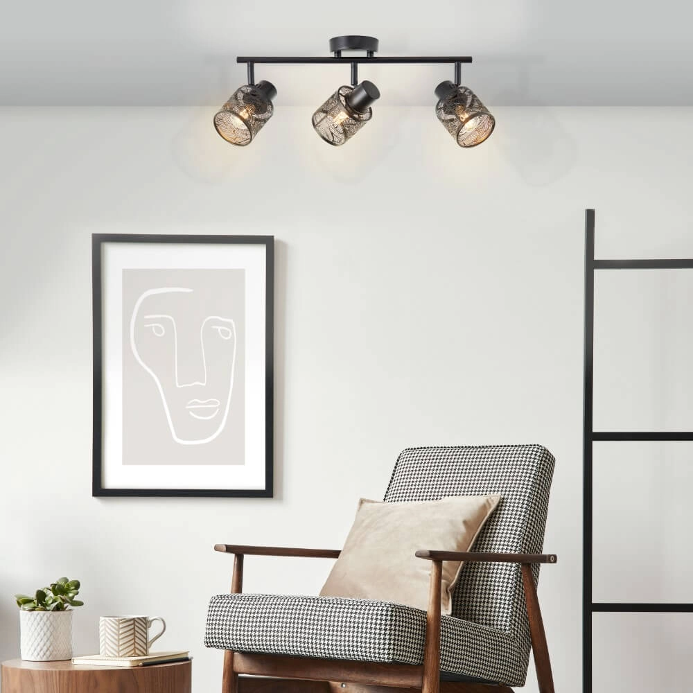 Zwarte plafondlamp Bano 3-lichts Brilliant 4004353413483