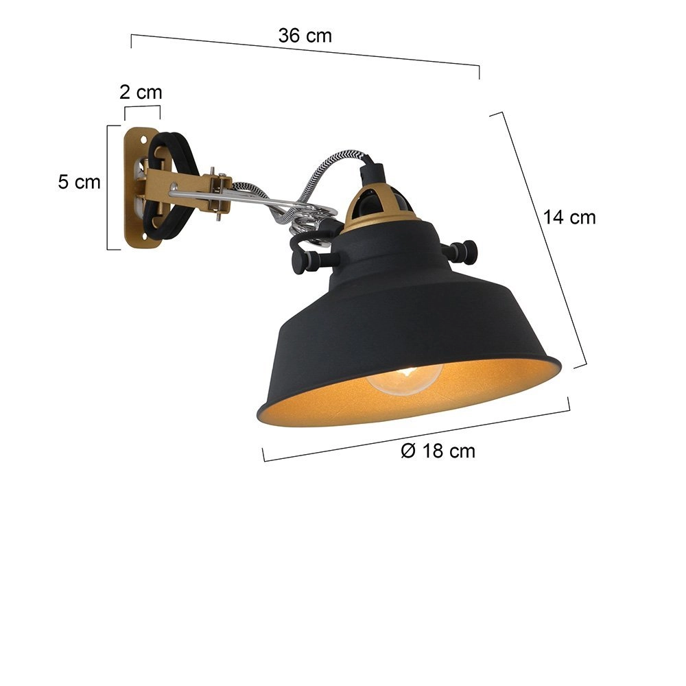 Wandlamp Mexlite zwart met goud Steinhauer 8712746114720