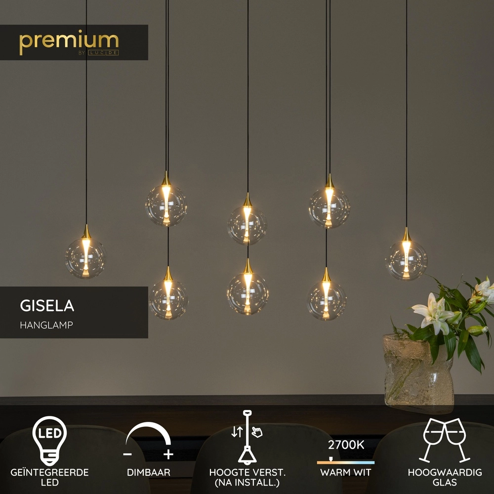 Design led hanglamp Gisela helder - 8x Ø 16cm Premium by Lucide 5411212134820