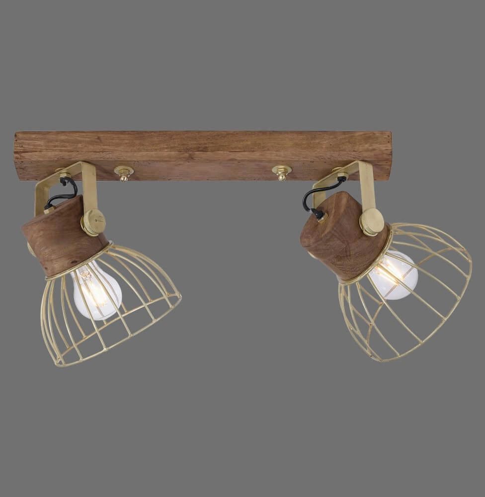 Plafondlamp Alami bruin messing 2-lichts Just Light 4043689976224