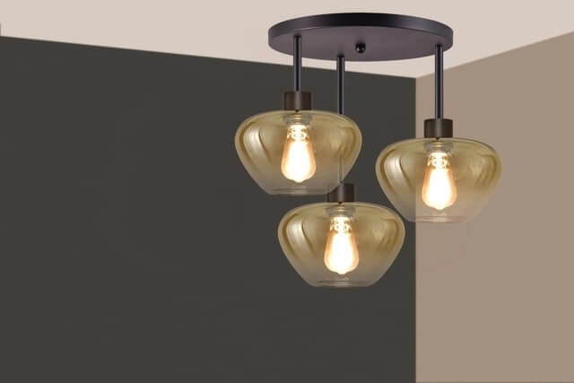 3-lichts plafondlamp Genua zwart met goud glas Ø 24cm Masterlight 8718121357225