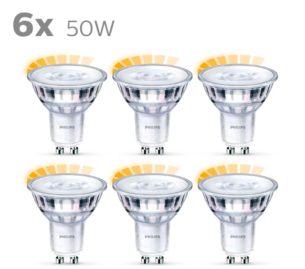 3.8W - GU10 - 2200-2700K - 350 lumen set van 6 Philips 8718696721674