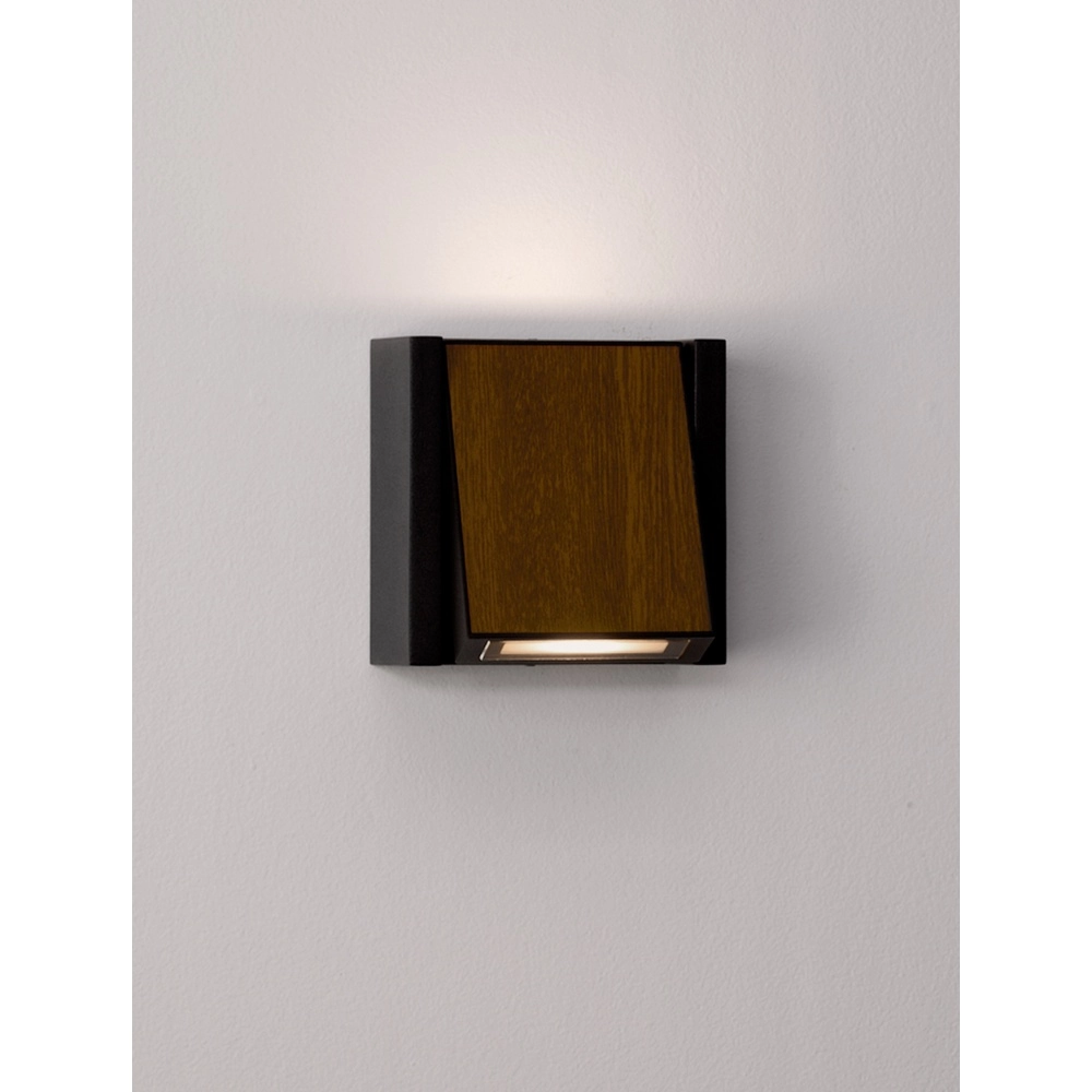 Wandlamp Kioo zwart met hout Lyora 5212017478795