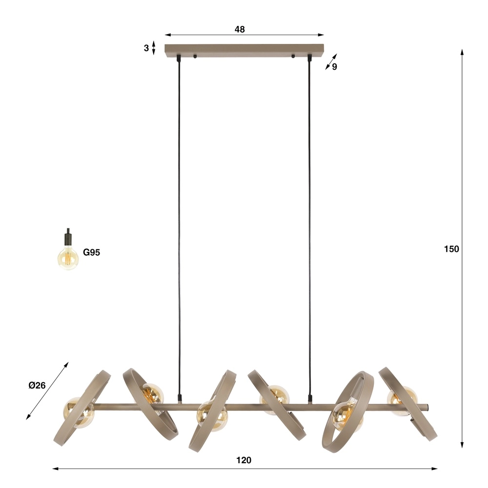 Ringen hanglamp eettafel Hover zand - Ø 26cm Lyora 8716803513358