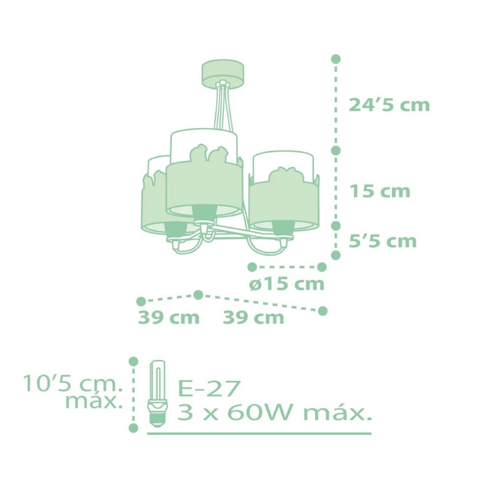 3-lichts hanglamp Sweet Love Green Dalber 8420406617176