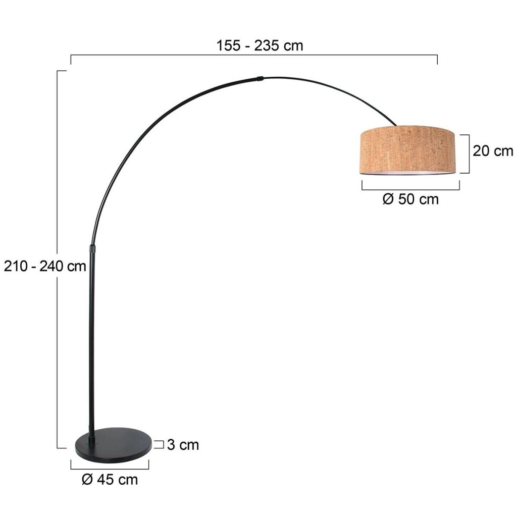 Zwarte booglamp Sparkled Light met kurk kap Ø40cm Steinhauer 8712746180459