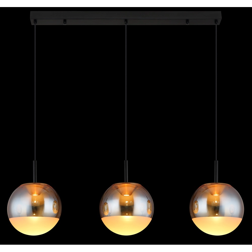 Design hanglamp Severin 3-lichts zwart met amber glas Globo 9007371549931