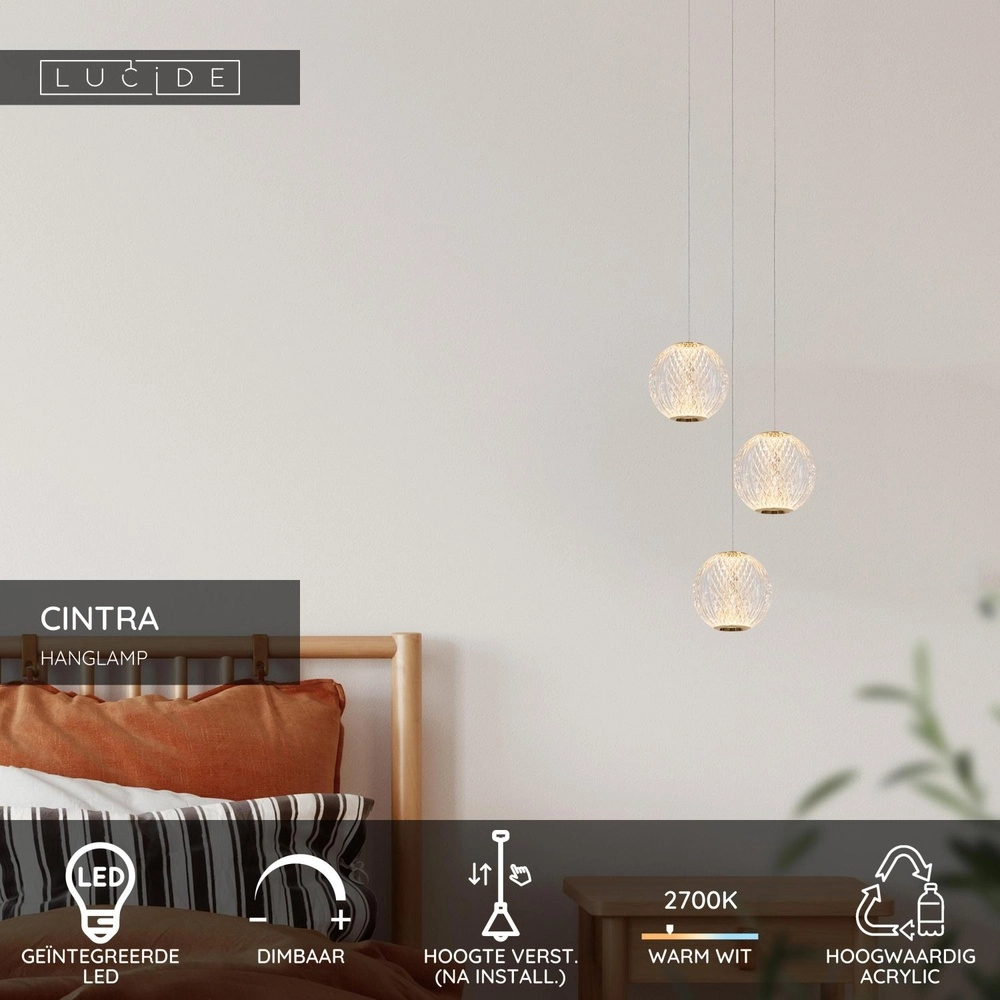 Gouden hanglamp Cintra vide 3-lichts Lucide 5411212134394