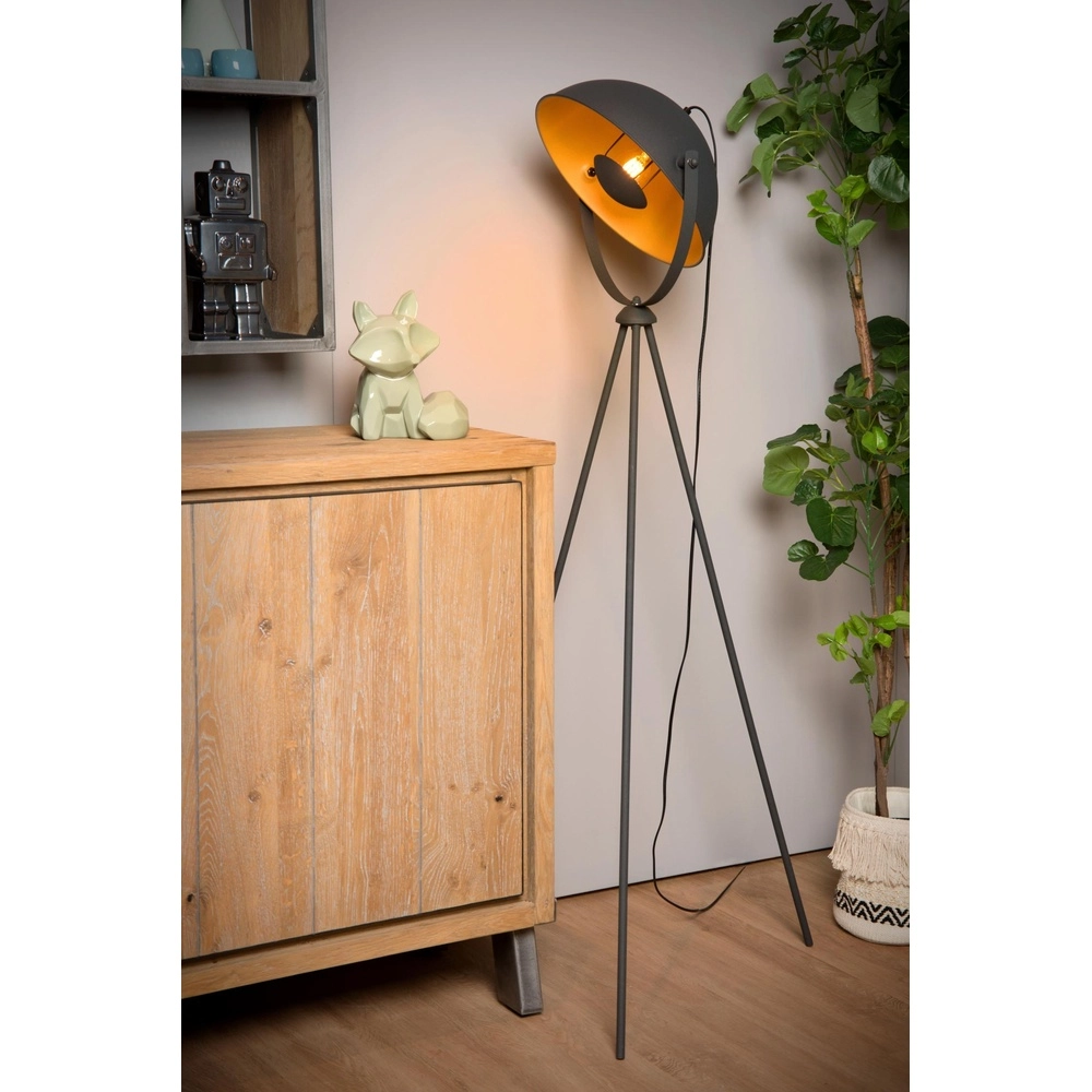 Industriële vloerlamp Alvaro zwart Lucide 5411212051202