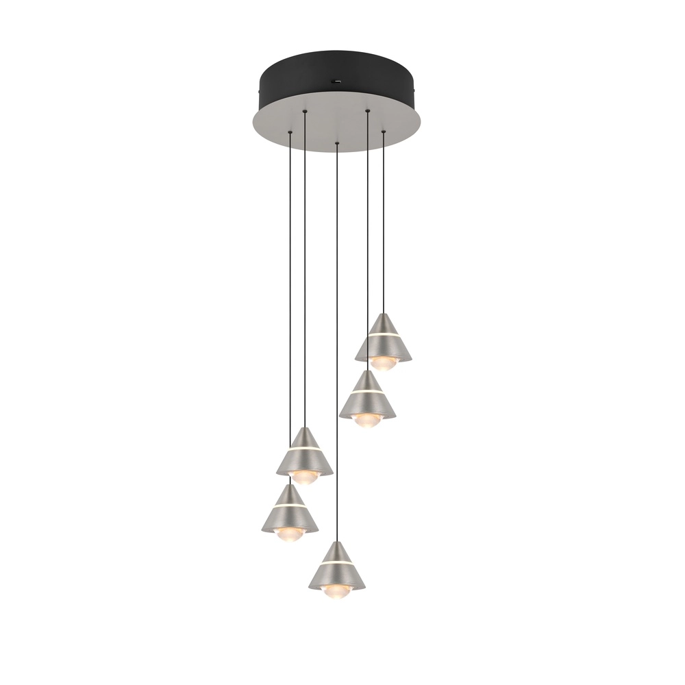 Design hanglamp Romeo 5-lichts nikkel Design hanglamp Romeo 5-lichts nikkel