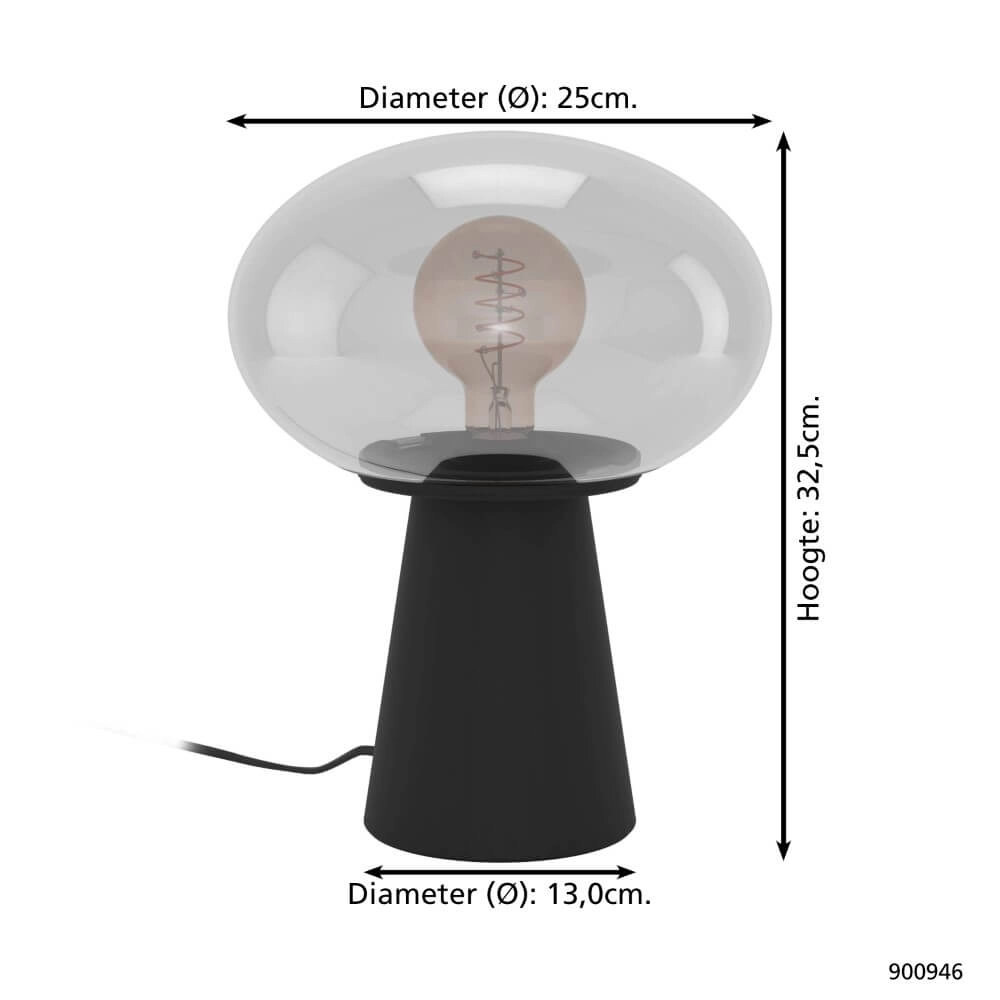 Smoke glas tafellamp Madonnina Ø 25cm Eglo 9008606274970