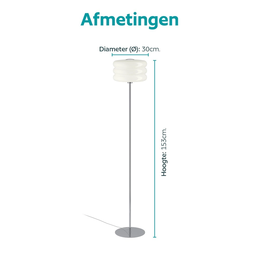 Design vloerlamp Tortora chroom met wit Ø 30cm Eglo 9008606405619