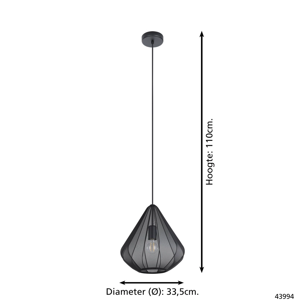 Hanglamp Ø 33cm Dolwen zwart - japandi Eglo 9002759439941