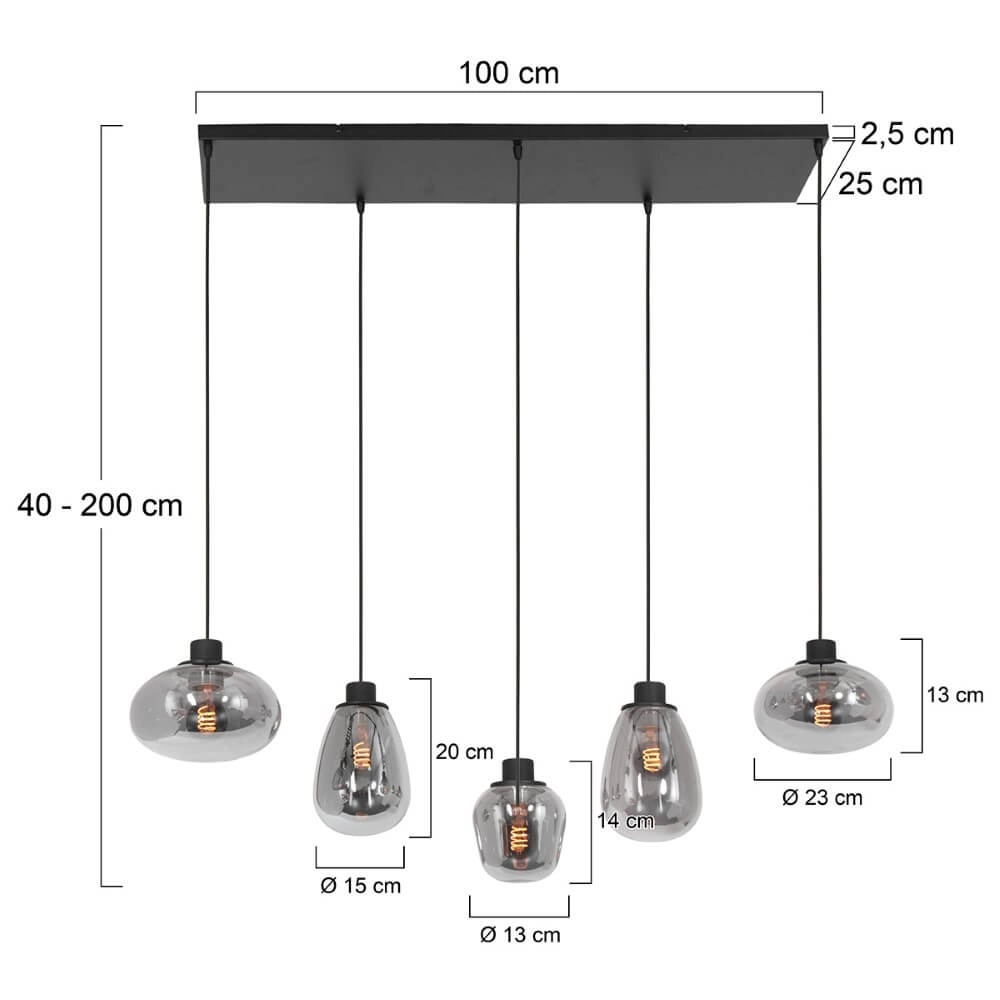 Smoke glazen hanglamp Reflexion Steinhauer 8712746135589