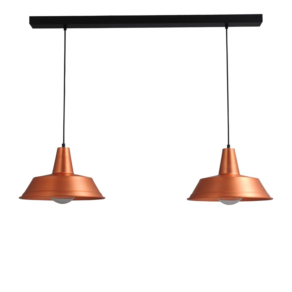 Retro eettafellamp roodkoper Industria 2x35