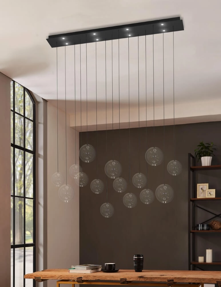 Langwerpige hanglamp Espardello zwart Stars of Light 9008606270521
