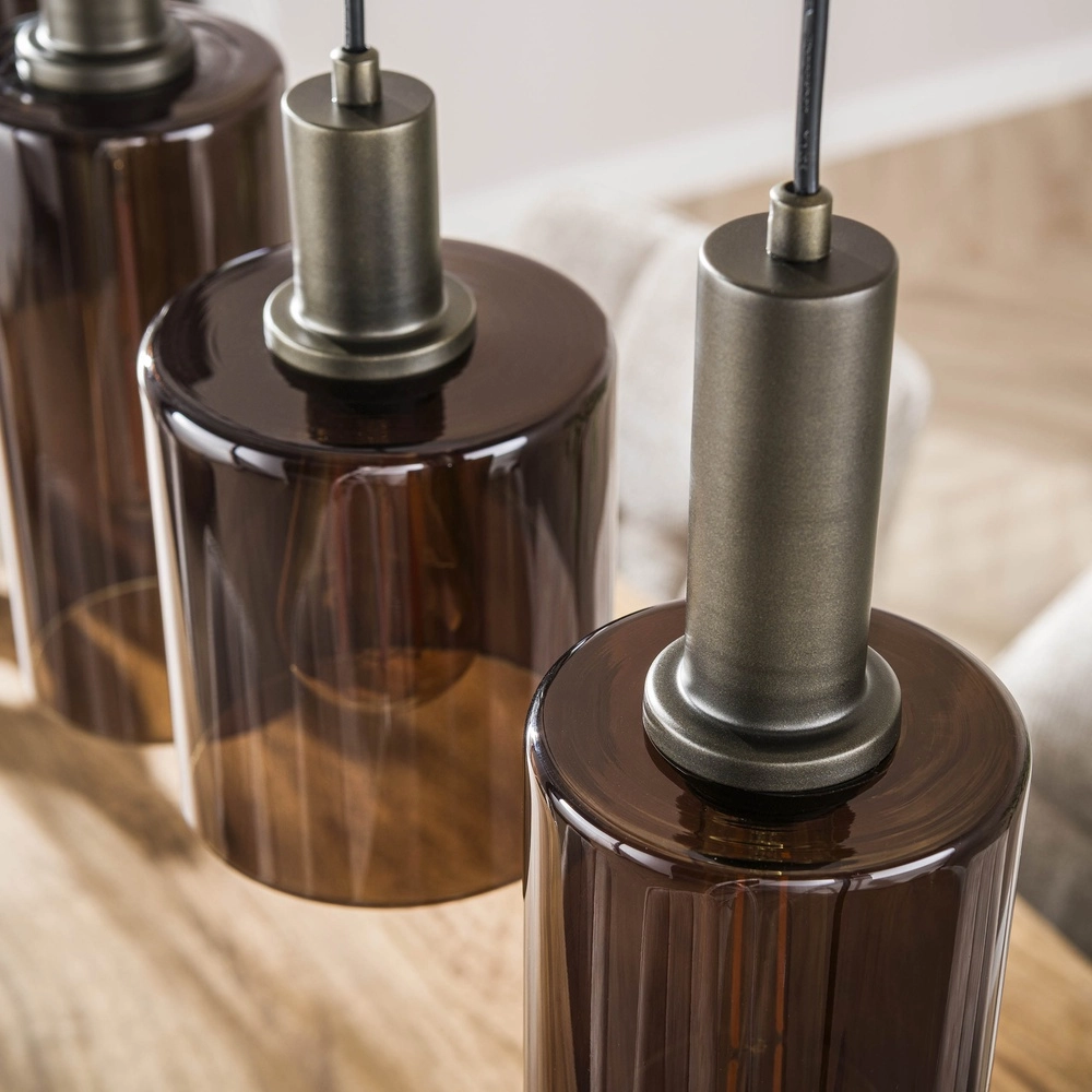 Eettafel hanglamp Sepiora Sienna bruin - donker glas Lyora 8716803513457