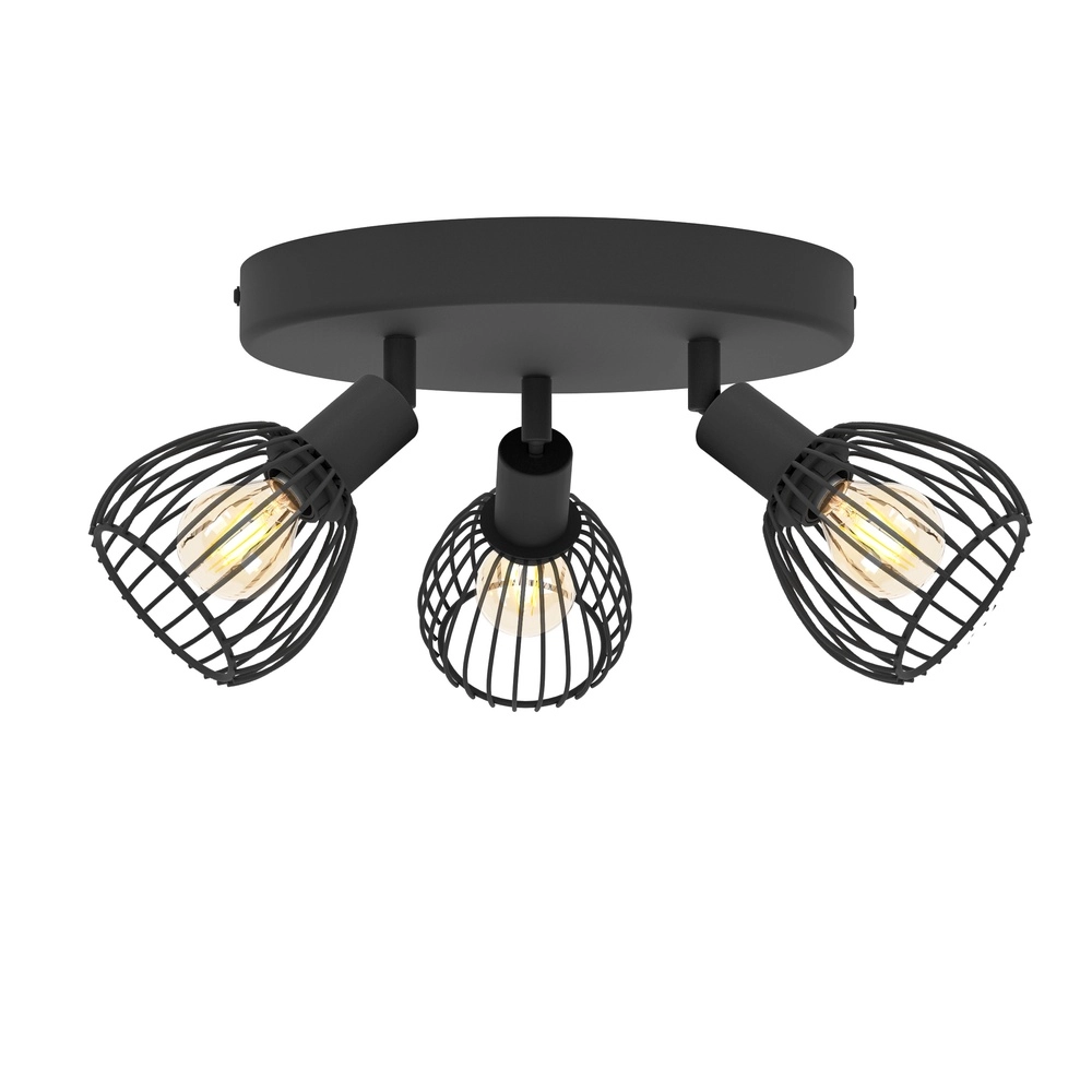 3-lichts draadlamp spotje Sonnino zwart - E14