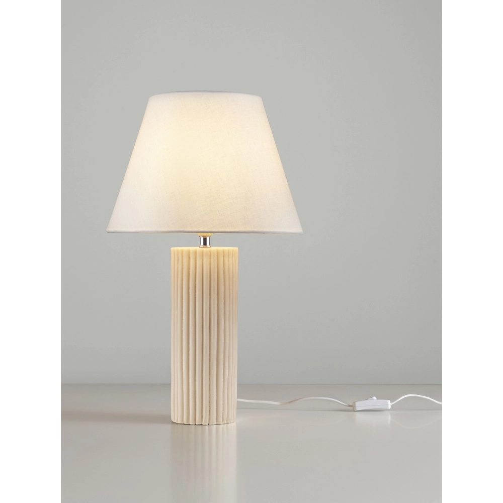 Tafellamp Bacco beige met witte kap Tafellamp Bacco beige met witte kap