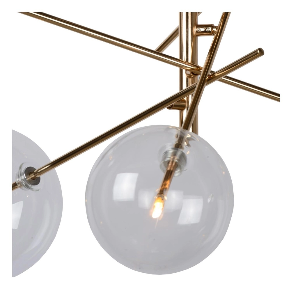 6-lichts hanglamp Alara goud met smoke bollen Lucide 5411212461025