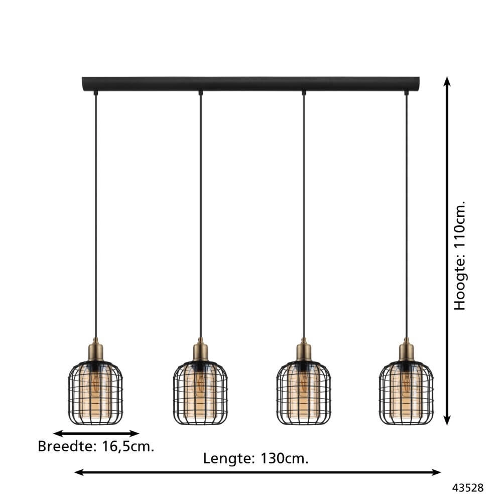 Eetkamer hanglamp Chisle met amber glas Eglo 9002759435288