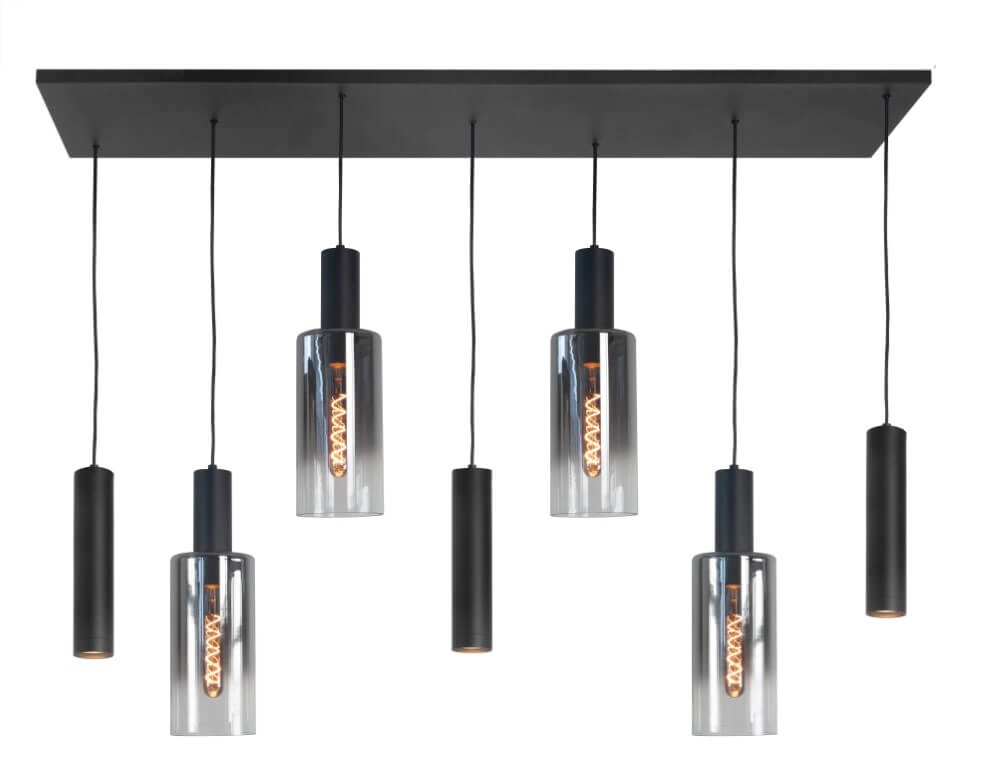 Hanglamp Perugia zwart - 4x E27 - 3x GU10 Hanglamp Perugia zwart - 4x E27 - 3x GU10