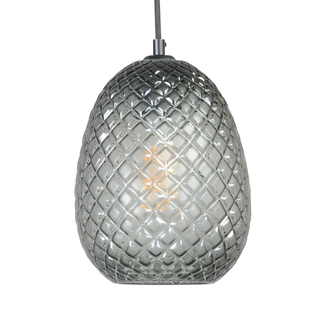 Zwarte hanglamp Pineapple 3-lichts met rookglas Masterlight 8718121212739